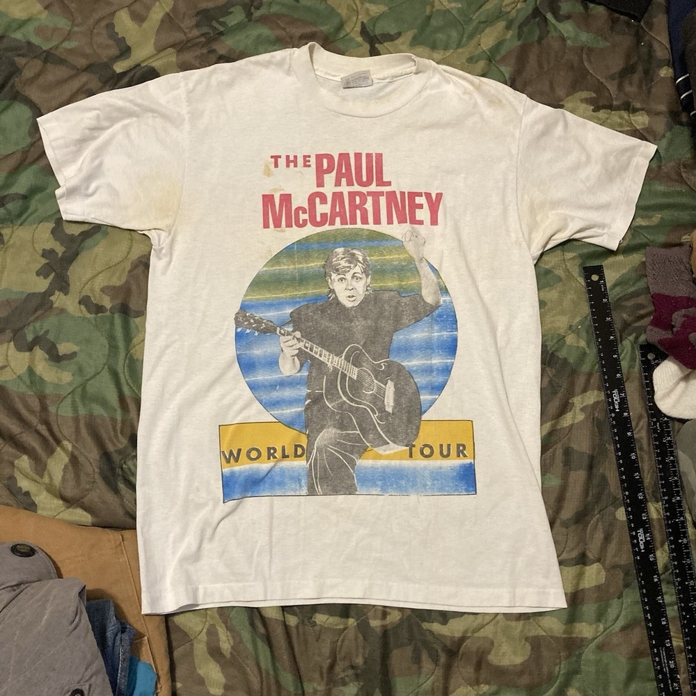 Paul McCartney 89'-90' World Tour Tee Vtg Double Sided Single Stitch Men's L/